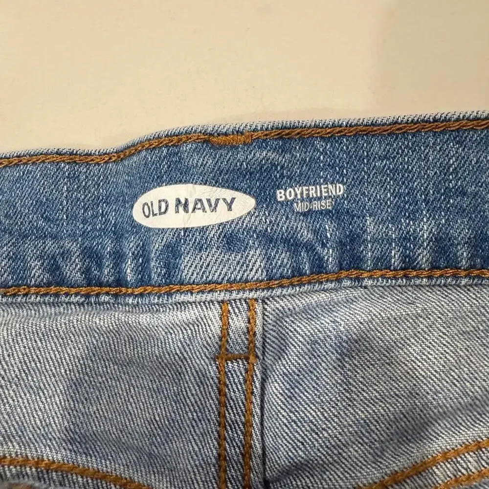 Old Navy Womens Denim Jean Shorts Size 2 Blue Boyfriend Short MidRise Distressed - Picture 3 of 5